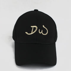 Black Baseball Cap with Gold Embroidered "DW"
