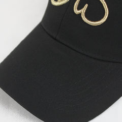 Black Baseball Cap with Gold Embroidered "DW"
