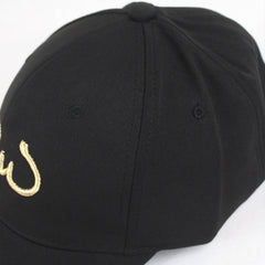 Black Baseball Cap with Gold Embroidered "DW"