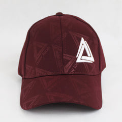 Structured Burgundy Cap with Geometric Logo