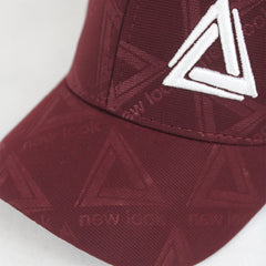 Structured Burgundy Cap with Geometric Logo