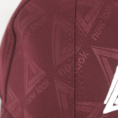 Structured Burgundy Cap with Geometric Logo
