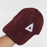 Structured Burgundy Cap with Geometric Logo