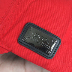 Red Baseball Cap with Black Horse Emblem