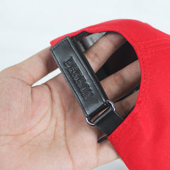 Red Baseball Cap with Black Horse Emblem
