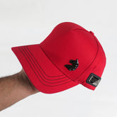 Red Baseball Cap with Black Horse Emblem