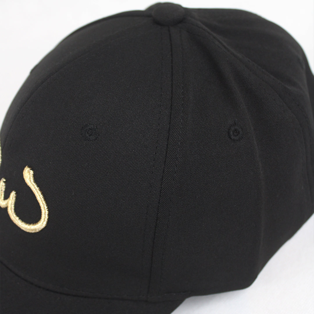 Black Baseball Cap with Gold Embroidered "DW"