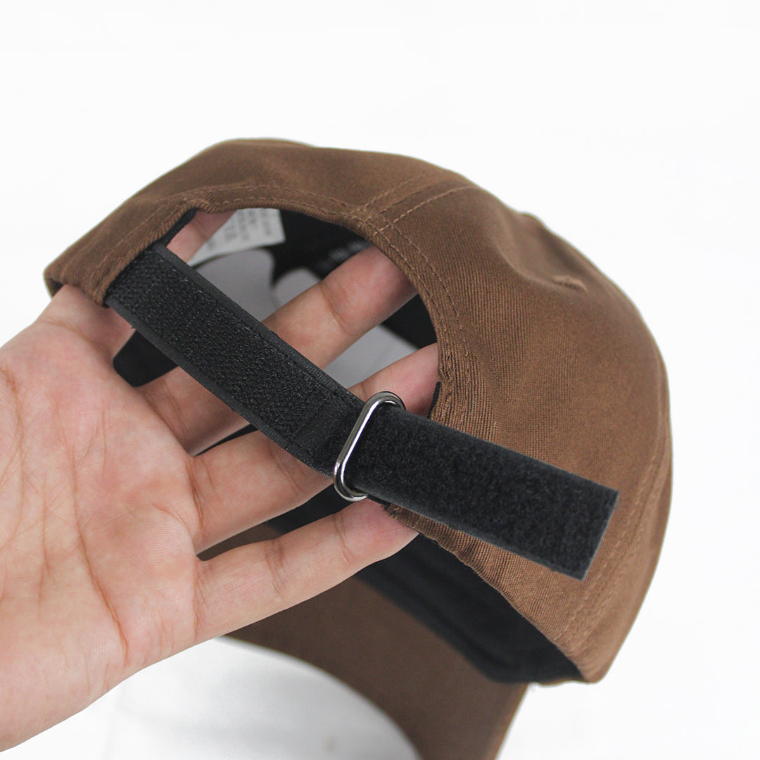 Distressed Brown Baseball Cap with Embroidered Star Emblems
