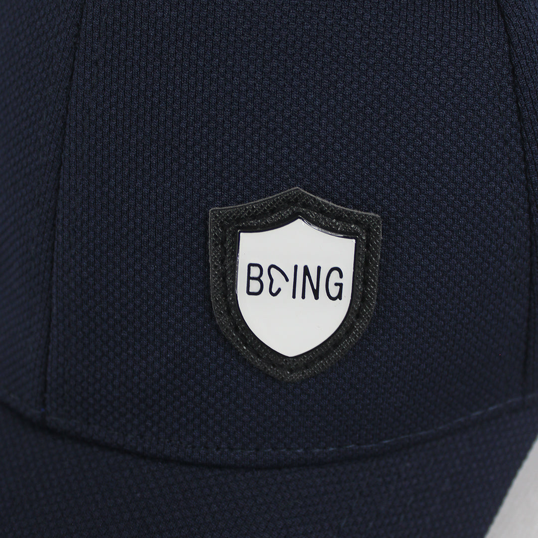 Men's Navy Blue Baseball Cap with "BOING" Shield Logo
