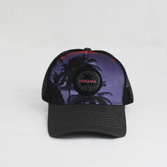 The Midnight Palm  Panama Tropical Trucker Hat