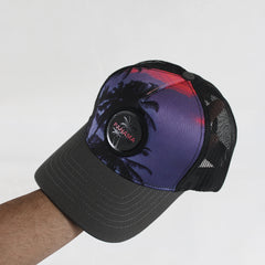 The Midnight Palm  Panama Tropical Trucker Hat