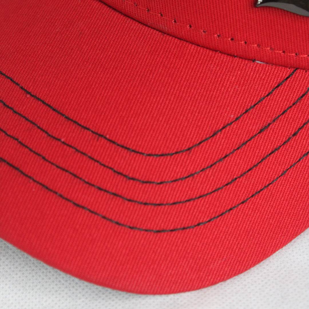 Red Baseball Cap with Black Horse Emblem