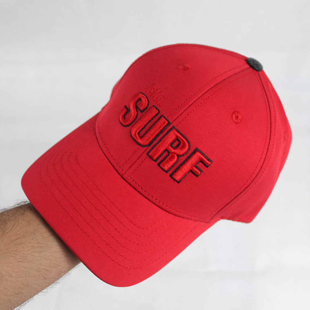 Premium Red Cotton Twill Cap with Embroidered Logo